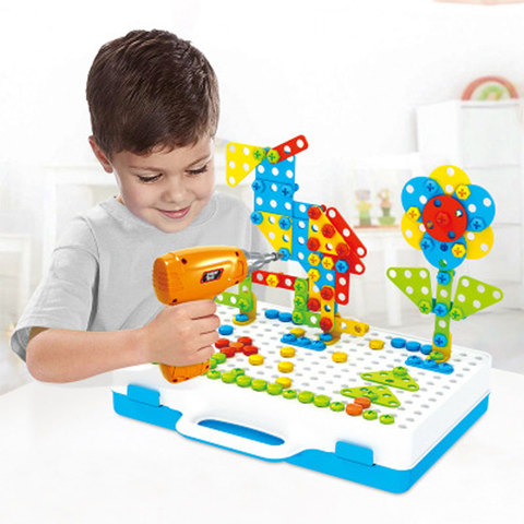 Tournevis de perceuse pour enfants, jouet bébé créatif en mosaïque, jouet de bricolage modèle d'apprentissage, jeu éducatif Puzzle Kit cadeau ► Photo 1/6