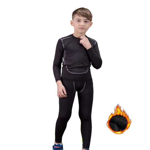 Ensemble de sous-vêtements thermiques en velours pour enfants, sous-vêtements masculins, longs, garçons et filles, porte-bonheur ► Photo 1/6