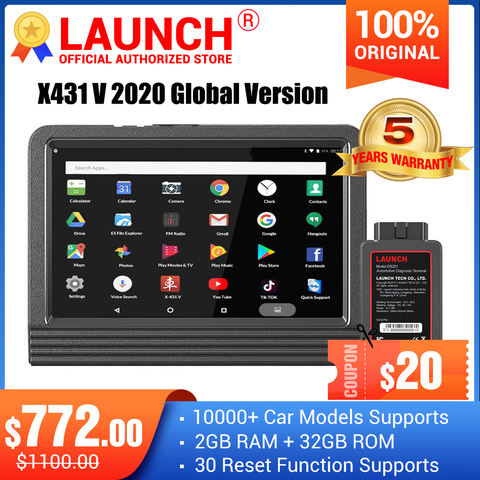 Launch X431 v système complet Outil de diagnostic de voiture x-431 v 11 service de réinitialisation x431 pro scanner de code obd2 2 ans de mise à jour gratuite en ligne ► Photo 1/6