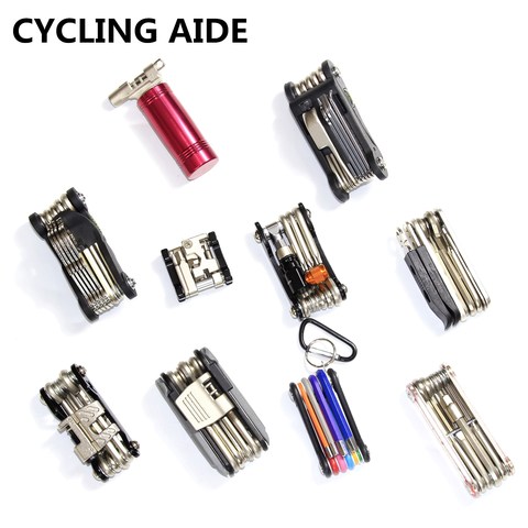 Outil de pliage de vélo Kits de réparation de pneus clé de vélo Multitool tournevis coupe-chaîne disjoncteur vélo accessoires ► Photo 1/6