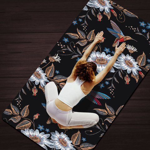 Tapis de Yoga en daim imprimé fleuri, écologique, antidérapant, 6MM d'épaisseur, meilleur matelas SBS Pilates, matelas de Fitness ► Photo 1/6