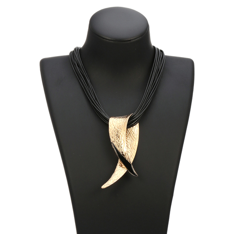 Gros pendentifs colliers pour femmes accessoires Multi couche en cuir chaîne Steampunk gothique bijoux déclaration de mode collier 2022 ► Photo 1/6