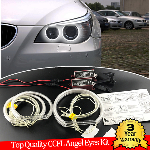 Kit yeux d'ange de haute qualité CCFL, anneau Halo blanc chaud pour BMW E60 E61 LCI 528i 530i 535i 550i M5, phare halogène œil de démon ► Photo 1/6