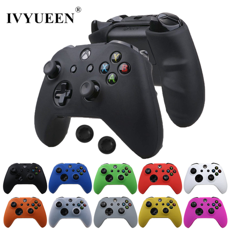 IVYUEEN pour Microsoft Xbox One X S contrôleur mince coque peau en Silicone + bâtons analogiques capuchon de poignée pour X Box One 1 X S manette ► Photo 1/6