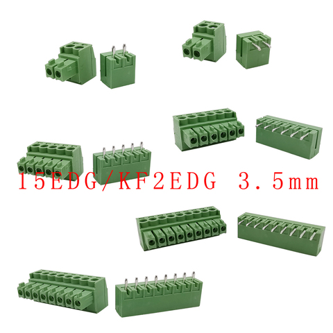 Connecteur de bornier à vis PCB 15EDG 3.5mm KF2EDG 3.5mm, connecteur à Angle droit/à aiguille droite, prise à broche 2-12 broches, 5 paires ► Photo 1/5