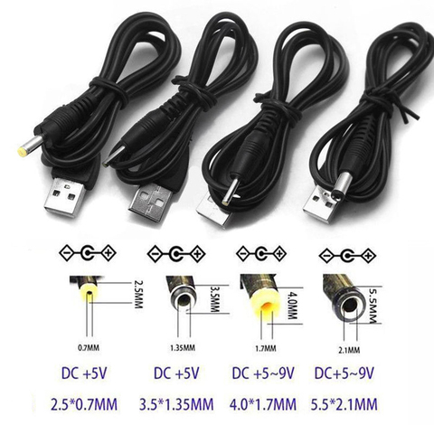 5V DC chargeur câble d'alimentation cordon USB A mâle à 2.1/2.5*0.7/4.0*1.7/3.5*1.35*5.5mm baril Jack câble d'alimentation cordon connecteur ► Photo 1/6