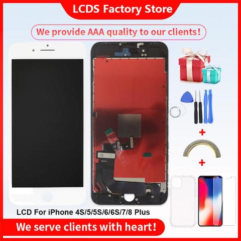 Grade AAA LCD Pour iPhone 6 7 8 6S Plus Écran D'affichage À CRISTAUX LIQUIDES Pour iPhone 4S 5 5C 5S SE Aucun Pixel Mort + Verre Trempé + Outils + TPU ► Photo 1/6