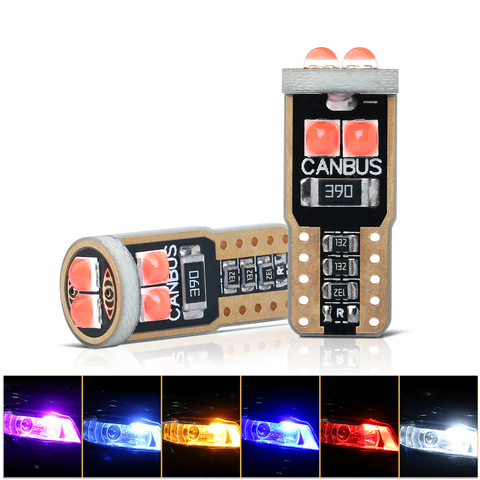 Ampoule LED T10 W5W 194 3030 6SMD Canbus, éclairage d'intérieur de voiture sans erreur, lumière d'instrument, lumière de coin 12V 6000K, 10 pièces ► Photo 1/6