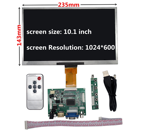 Moniteur d'affichage LCD de 10.1 pouces, carte de commande 2AV VGA HDMI, compatible avec Raspberry Pi Banana/Orange Pi Mini ordinateur ► Photo 1/4