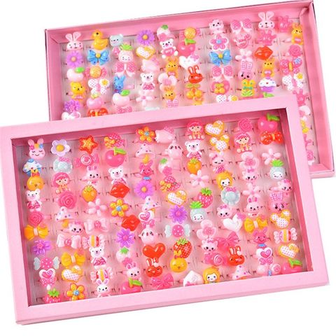 Bagues de dessin animé pour enfants, ensemble d'anneaux en forme de nœud en forme d'animal, mélange d'anneaux, bijoux, jouets pour filles, 10 pièces/lot ► Photo 1/6