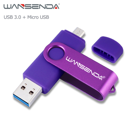 WANSENDA OTG USB 3.0 clés USB lecteur de stylo pour système Android 8GB 16GB 32GB 64GB 128GB stockage externe 2 en 1 clé USB ► Photo 1/6