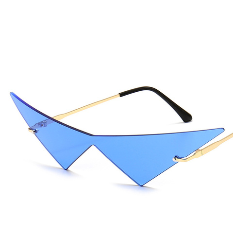 2022 nouvelle personnalité oeil de chat lunettes de soleil femmes sans monture Triangle lentille de luxe marque concepteur de mode fête lunettes nuances pour les femmes ► Photo 1/6