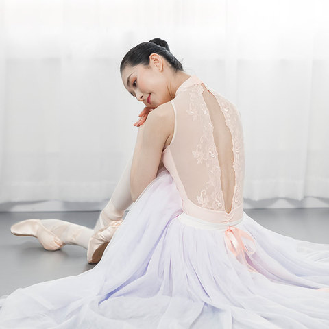 Body en dentelle brodé, col montant, vêtements pour le Ballet, léopards pour le Ballet et la gymnastique, pour filles ► Photo 1/6