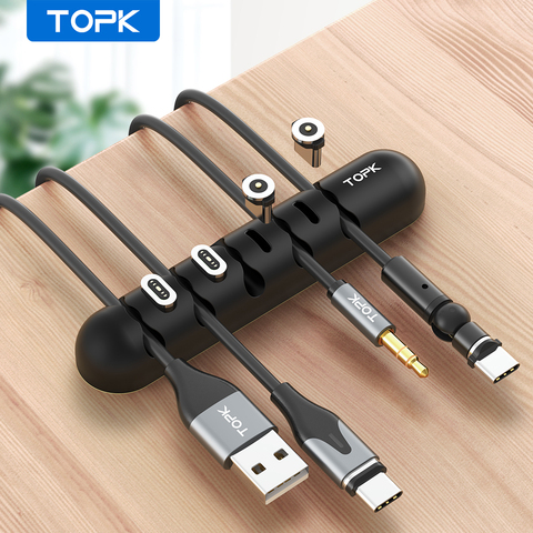 Organisateur de câble TOPK et boîte de prise magnétique enrouleur de câble USB en Silicone Clips de gestion de câble flexibles pour support d'écouteurs de souris ► Photo 1/6