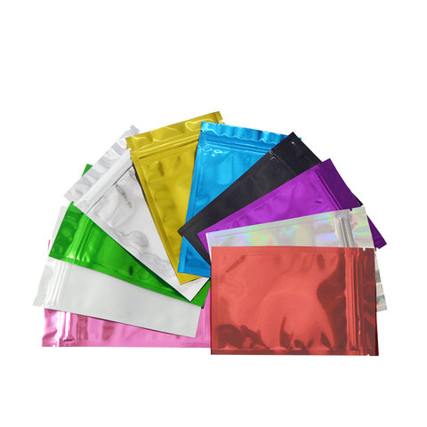 Sachets alimentaires colorés en aluminium supérieur de 100 pièces, sachets en aluminium Mylar, pochettes pour thé, pochette de stockage des aliments ► Photo 1/5