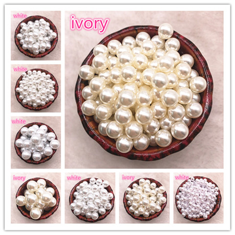 Ivoy – perles rondes en ABS avec ou sans trou, 6-16mm, Imitation de perles blanches, fabrication de bijoux, accessoires pour boucles d'oreilles, DIY, vente en gros ► Photo 1/6