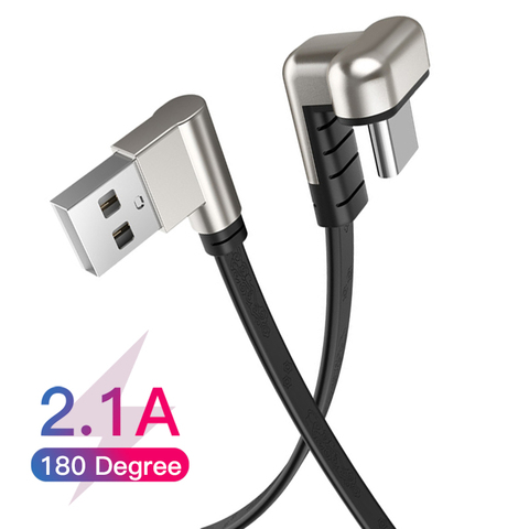 Alliage de Zinc USB Type C câble 180 degrés charge rapide usb c câble Type c données cordon chargeur pour Samsung S8 S9 Note 9 8 Xiaomi mi8 ► Photo 1/6