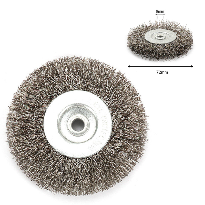 Brosse de roue de fil d'acier inoxydable de tonnelle de 3 pouces 6mm pour des outils abrasifs de peinture de nettoyage de polissage de meuleuse de banc ► Photo 1/6