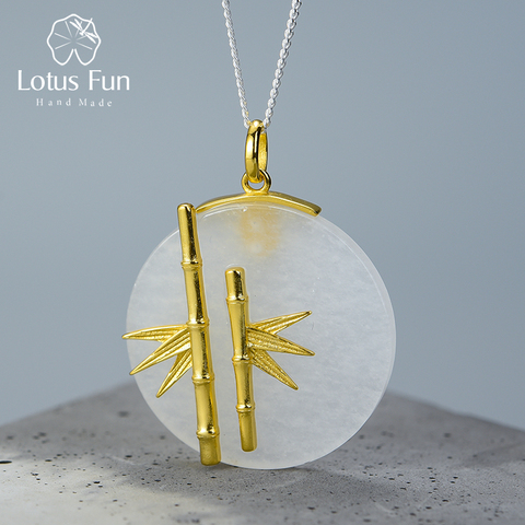 Lotus Fun-pendentif en bambou frais Unique sans collier, en argent Sterling 925, de styliste naturel, fait à la main ► Photo 1/6