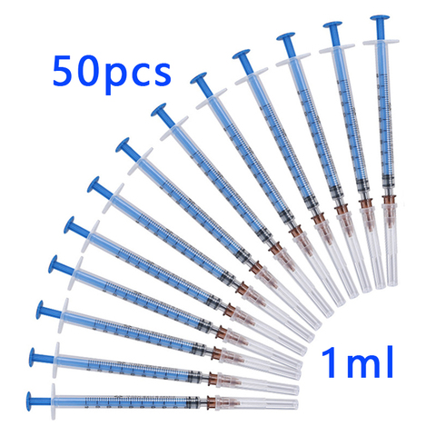 Seringue vétérinaire en plastique jetable de 50pcs 1ml avec des aiguilles pour des animaux de compagnie ► Photo 1/6