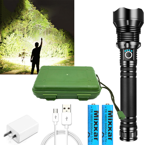 Lampe de poche puissante et Portable 350000cd XPH90 70 50 LED, Rechargeable, tactique, à manipuler, EDC, cob, pour vélo, Camping, sous-marin, recherche ► Photo 1/6