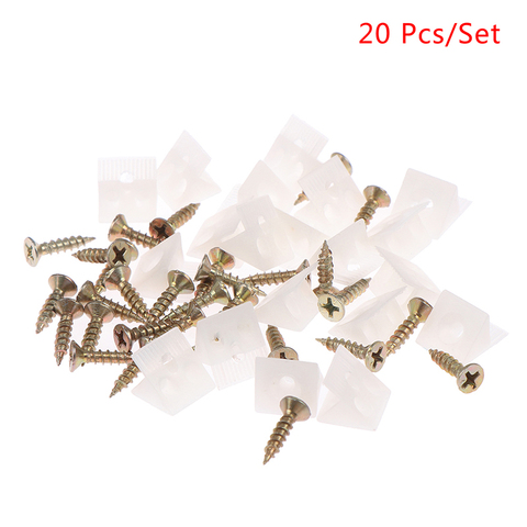 20 Pcs/Lot 45 degrés Angle en plastique coin support bloc pour meubles placard panneau arrière W/vis ► Photo 1/6