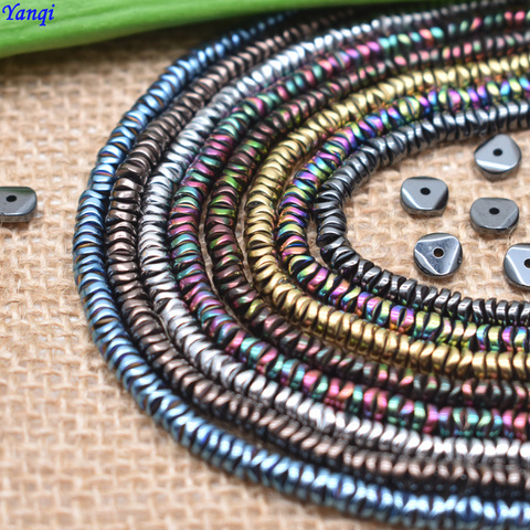 Yanqi-perles en pierre naturelle 4/6mm, en forme de puces rondes, en hématite, pour la fabrication de bijoux, Bracelet à bricoler soi-même 15 pouces, vente en gros ► Photo 1/6