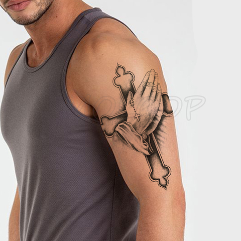 Autocollant de tatouage temporaire, faux tatouage en paix, main ensemble, grande taille, imperméable, pour hommes et filles ► Photo 1/6