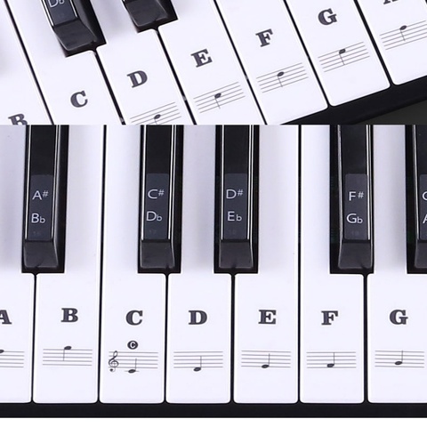 Piano autocollant Transparent Piano clavier autocollant 49/61 clé clavier électronique Piano Notes Piano Yamaha pour les touches blanches ► Photo 1/6