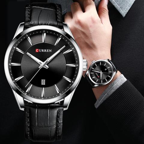CURREN-montres à Quartz pour hommes, bracelet en cuir, marque de luxe, nouvelle collection ► Photo 1/6