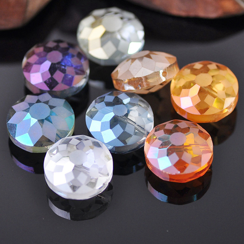 10 pièces 14mm 18mm Rondelle à facettes mat cristal verre perles en vrac pour la fabrication de bijoux bricolage artisanat ► Photo 1/4