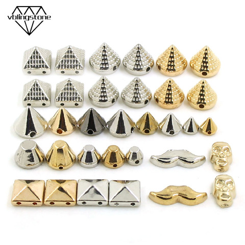 Rivets à coudre CCB pyramide | 100 pièces, clous en plastique, pointes noires argentées or pour vêtements en cuir, accessoires diy ► Photo 1/6