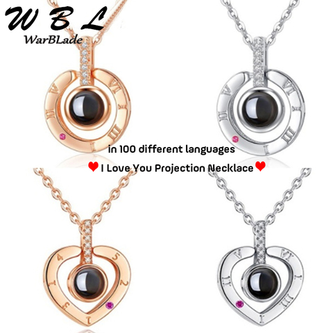 WBL-collier pour femmes, pendentif de mariage, Projection de mémoire d'amour, ras du cou, 100 langues, cadeau, pour amoureux ► Photo 1/6