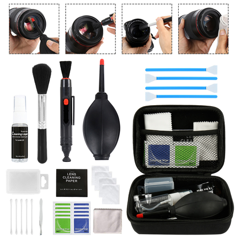 46 pièces Kit de nettoyage de caméra objectif DSLR Kit de nettoyage de capteur d'appareil photo numérique pour Sony Fujifilm Nikon Canon reflex DV appareils photo ensemble propre ► Photo 1/6