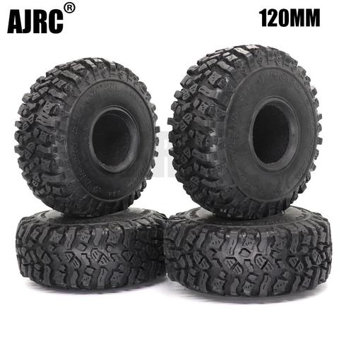 1/4 PIÈCES 120MM En Caoutchouc Boue Grappin Pneus pour 1:10 RC Chenille Axiale SCX10 SCX10 II JEEP 90046 90047 TRX-4 Défenseur G500 TRX-6 G63 ► Photo 1/3