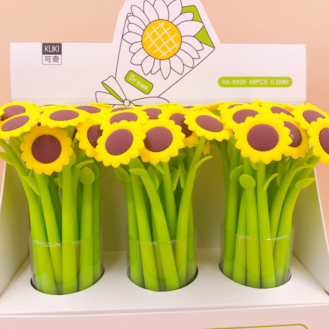 Lytwtw stylo Gel fleur de soleil de tournesol, papeterie créative adorable et amusante 1 pièce ► Photo 1/4