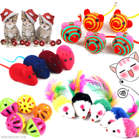 Mini souris pour chat, jouet interactif, amusant, avec plumes colorées, 1 pièce ► Photo 1/6