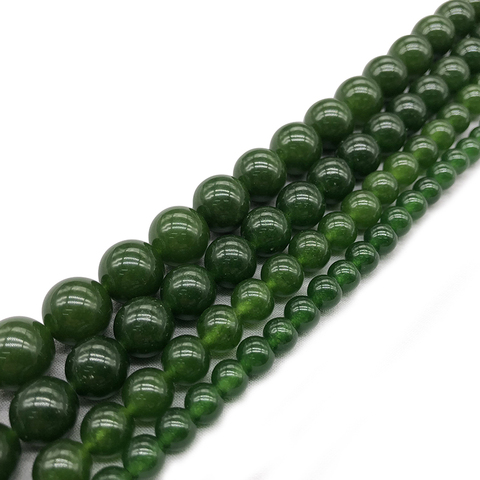 Pierres naturelles de Taiwan, Jades vertes, pour la fabrication de bijoux, Bracelet de perles, collier de 15 pouces, Bracelet à bricoler soi-même, brin de 4, 6, 8, 10, 12mm ► Photo 1/6