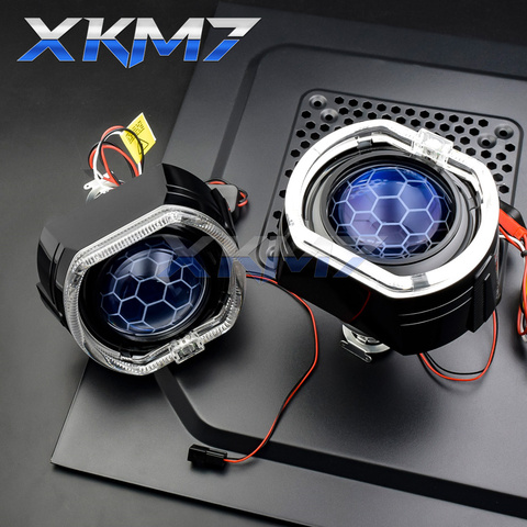 XKM7 – projecteur avec lentille en nid d'abeille, 2.5 pouces, bi-xénon, LED, yeux d'ange, feux de course pour marchandises de voiture, accessoires de phare ► Photo 1/6