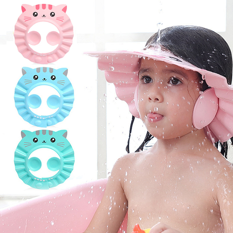 Bébé bonnet de douche réglable cheveux lavage chapeau pour nouveau-né infantile oreille Protection sûr enfants enfants shampooing bouclier bain tête couverture ► Photo 1/6