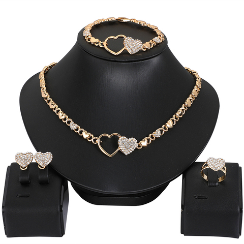 Ensemble de bijoux africains pour femmes, collier et cœur, ensemble de bijoux de mariage, boucles d'oreilles xoxo, colliers, cadeaux, tendance ► Photo 1/6