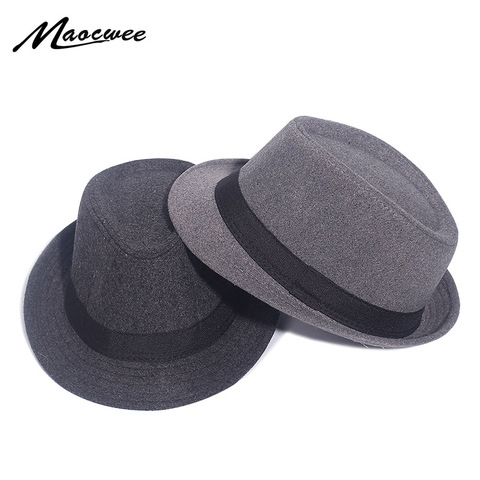 Chapeau Fedora pour hommes, chapeau classique, à large bord, solide, chapeau de Jazz, Vintage, bol, automne, hiver, Sombrero ► Photo 1/6