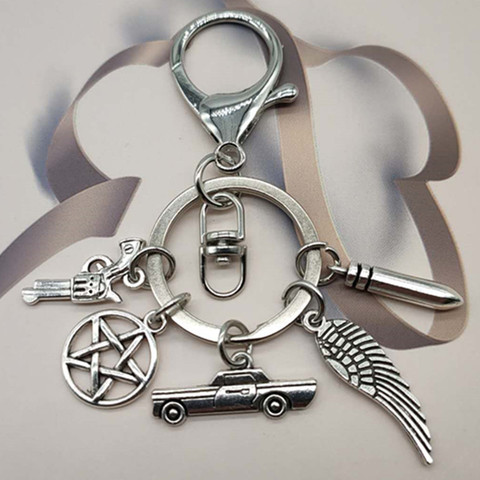 Mode film Supernatural porte-clés Dean soleil pendentif porte-clés anneau de retenue unisexe pentagramme métal porte-clés ► Photo 1/3