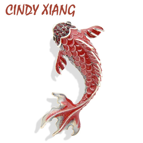 CINDY XIANG-broches pour femme, bijoux en émail rouge, 3 couleurs disponibles, grandes épingles de carpe, pour Animal, pour manteau ► Photo 1/6