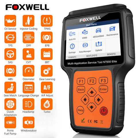 Lecteur de Code de réinitialisation d'huile d'abs SRS DPF de Scanner des véhicules à moteur de FOXWELL NT650 Elite OBD2 Scanner professionnel OBD de voiture ► Photo 1/6