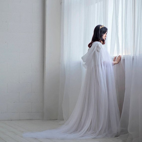 Cape boléro de soirée en Tulle blanc pour femmes, Cape à Cape longue pour robe de mariée, accessoires de mariage, châle J09 ► Photo 1/6