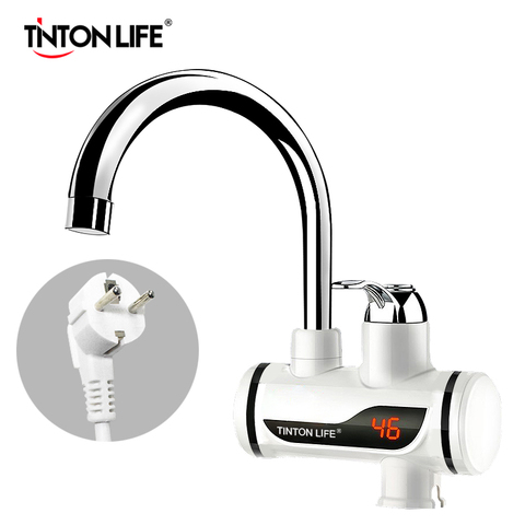 Chauffe-eau électrique instantané sans réservoir affichage de la température chauffe-eau cuisine chaude 3000W chauffe-eau avec LED prise ue ► Photo 1/6