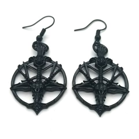 Mode Vintage femmes pentagramme Pan dieu crâne tête de chèvre pendentif boucles d'oreilles gothique sorcière bijoux ► Photo 1/3