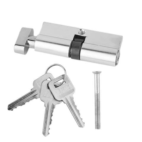 1 pièces 70mm aluminium métal serrure de porte cylindre sécurité à la maison Anti-rupture anti-perceuse avec 3 clés argent ton ensemble outils ► Photo 1/6