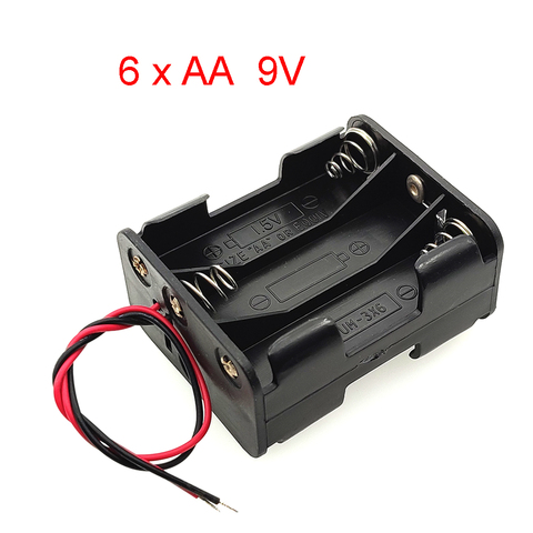 Support de stockage de batterie 6x1.5V AA 9V, boîtier de batterie 6AA, fente de Clip de batterie, Double couche dos à dos avec câble ► Photo 1/4